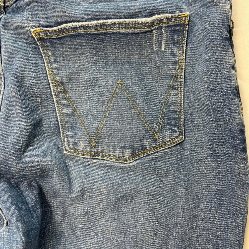 Wrangler Jeans Womens 12x30 Blue Excellent High Rise Bold Bootcut Distressed - Picture 12 of 13